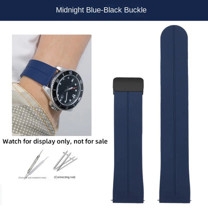22mm Soft Silicone Watch Band for Casio Marlin MDV-106 Duro MDv106 MTP-1374 1375 EFS-S510 EFV-540, Magnetic Folding Buckle