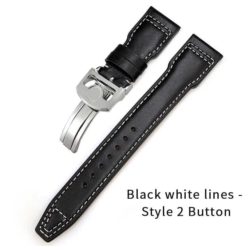 Bracelet de montre en cuir véritable de vache épais, 20mm 21mm 22mm, pour montres IWC Big Pilot IW3777 IW3270 IW3881 IW5009