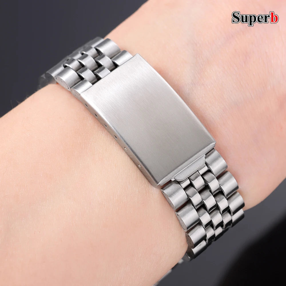 Bracelet en acier inoxydable massif 18mm/20mm, extrémités courbées, pour montres sport et affaires, hommes et femmes, compatible Rolex Datejust