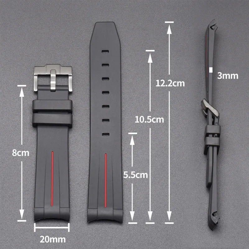 Curved End Rubber Strap for MoonSwatch, 20mm, for Men and Women, Waterproof Sport Watch Band