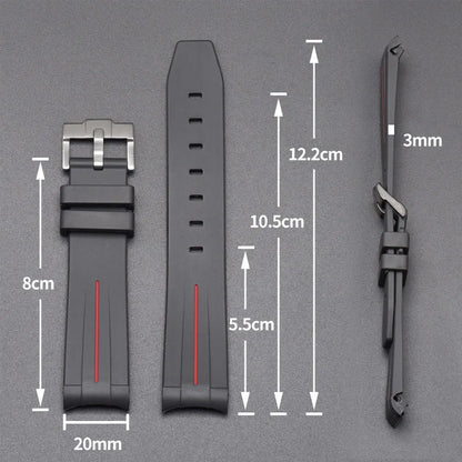 Curved End Rubber Strap for MoonSwatch, 20mm, for Men and Women, Waterproof Sport Watch Band