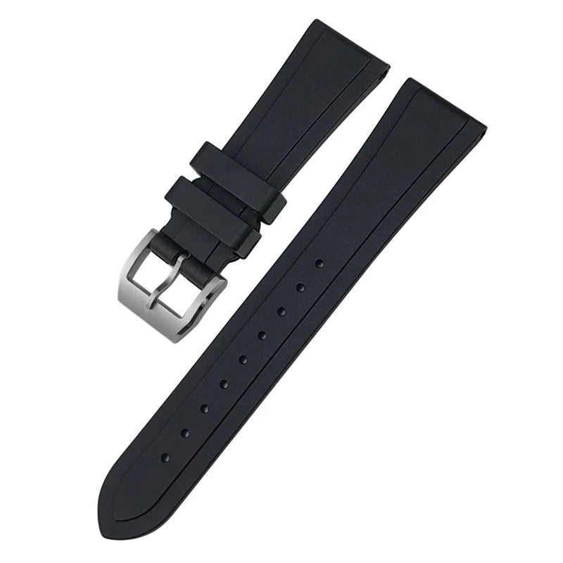 Cinturino per orologio flessibile in gomma fluorurata FKM, 20mm 22mm, estremità curva, per Tudor Black Bay 1958, cinturino nero, fibbia deployante