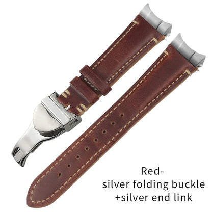 Cinturino per orologio in pelle bovina con estremità curve in metallo da 22 mm a sgancio rapido per Tudor 41 mm Black Bay GMT Vintage, cinturino per orologio fatto a mano da uomo