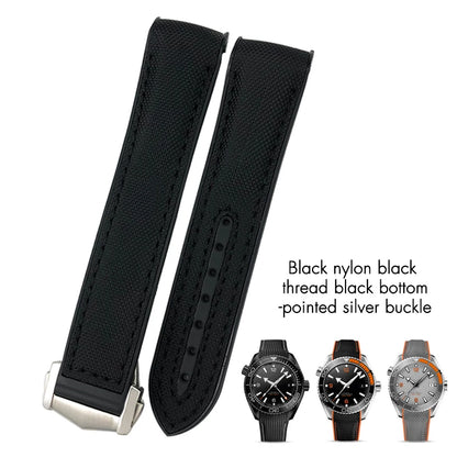 Bracelet de montre en caoutchouc et Nylon, 19mm 20mm 21mm 22mm, adapté à Omega Seamaster Diver 300 Planet Ocean 600M Seiko Orange
