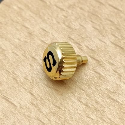 Screw-on case replacement crown, high-quality engraved and signed 'S', fits NH/35 and NH/36 movements, 3 styles with crown tube stem