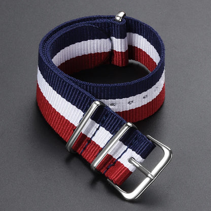 Cinturino per orologio in nylon intrecciato passante singolo da 14 mm, 16 mm, 18 mm, 20 mm, 22 mm, in tela, per uomo e donna, stile militare e sportivo