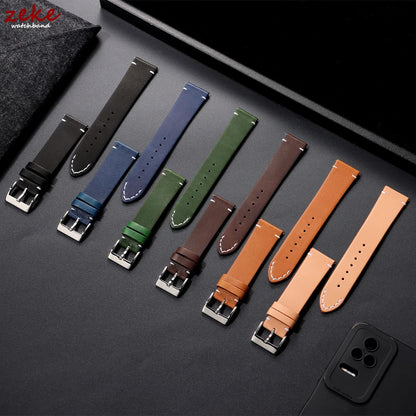 Bracelet de montre en cuir de veau véritable, à dégagement rapide, 12/14/16/18/20/22/24mm, accessoires universels pour hommes et femmes