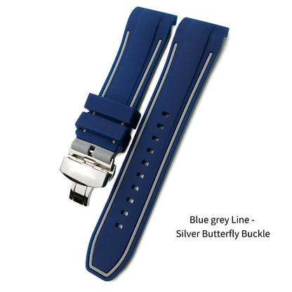 Bracelet de montre en caoutchouc naturel à extrémité incurvée de 23mm, pour Blancpain five Fathoms 5000 5015, en Silicone souple, noir, étanche