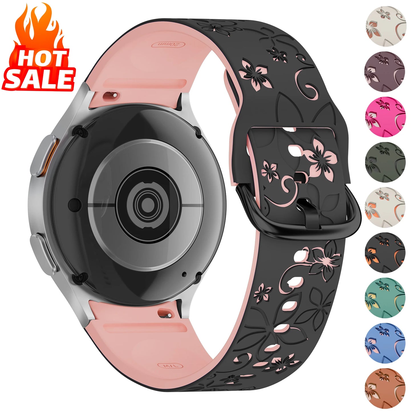 Bracelet en Silicone pour Samsung Galaxy Watch 7 6 5 4 FE/5Pro 45mm sans espaces Sport Correa gravé Galaxy Watch6 Classic 43mm 47mm