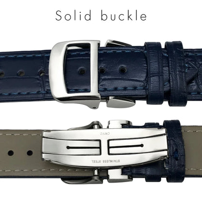 Bracelet de montre en cuir véritable pour Longines Jaeger, bracelet de montre pliable, noir, vert, bleu, 19mm, 20mm, 21mm, 22mm