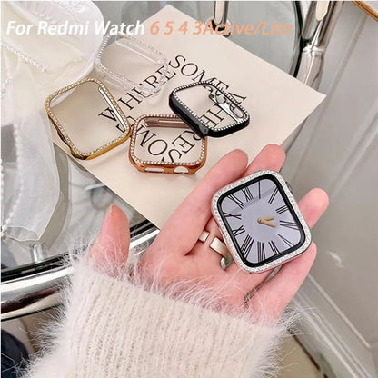 Diamond Case for Redmi Watch 6 5 4 3 Active 3 Lite, Shiny Protection for iWatch Series Redmi Watch 5 Active Lite