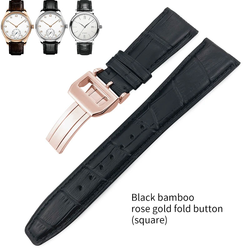 Bracelet de montre en cuir véritable pour hommes, 20mm, 21mm, 22mm, pour IWC, portugais, pilote, marron, noir, bleu