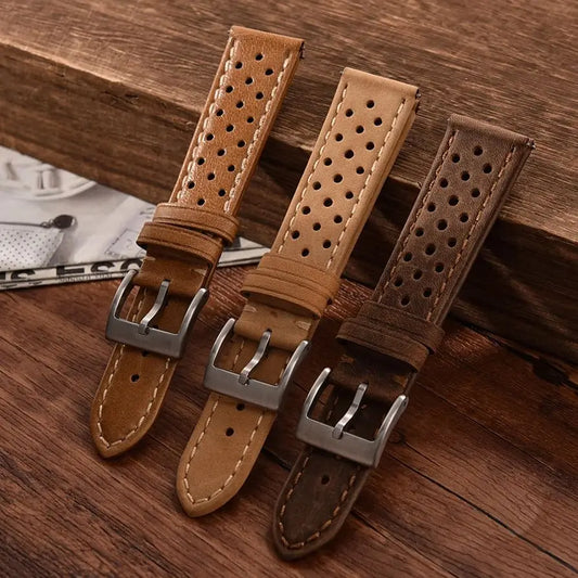 Breathable Leather Watch Band for Omega for Seiko Watch Strap 18mm 20mm 22mm Leather Belt Quick Release Replacement Watchband