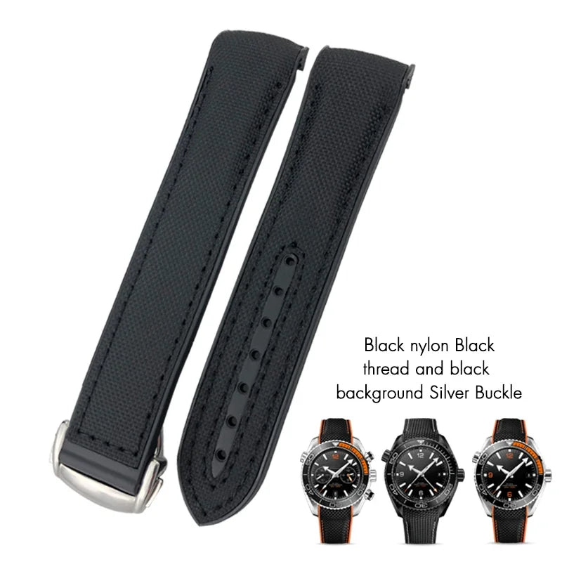 Cinturino per orologio in gomma silicone e nylon, 19mm 20mm 21mm 22mm, adatto per Longines HUAWEI GT2 Samsung MIDO Seiko SKX, cinturino per orologio sportivo