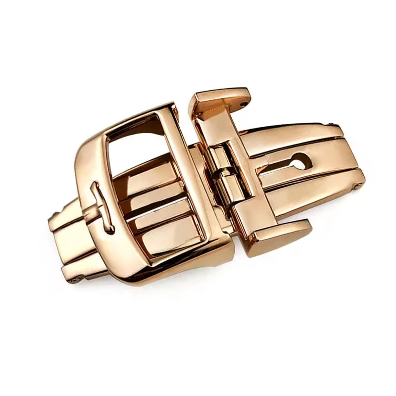 316L Stainless Steel Butterfly Clasp, 18mm, for Jaeger LeCoultre Master, Leather Watch Strap, Rose Gold, Buckle Accessories
