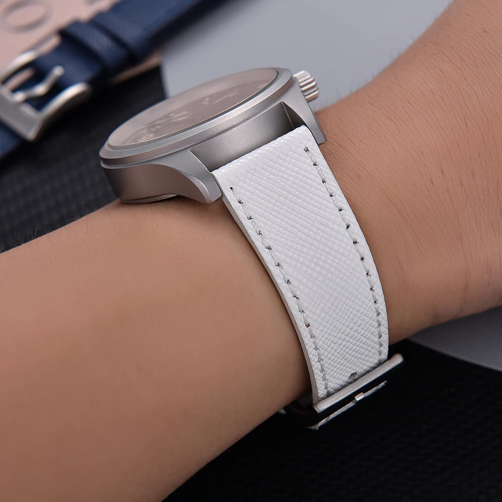 Bracelet de montre en cuir vintage cousu, 18mm, 19mm, 20mm, 21mm, 22mm, 23mm, 24mm, à dégagement rapide, rétro, durable, bracelets de remplacement