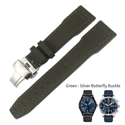 Bracelet de montre en cuir de veau pour homme, bracelet de montre en nylon, bleu, adapté pour Portofino IWC, TOP GUN, Big Pilot SPITFIRE Mark 18, 20mm, 21mm, nouveau