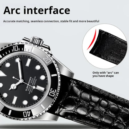 Bracelet de montre incurvé en peau de Crocodile, 20mm 22mm, pour Rolex Omega Tissot IWC Seiko, Bracelet en cuir véritable souple pour hommes