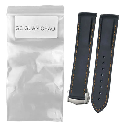 GC GUAN CHAO-Bracelet de Montre en Caoutchouc à Extrémité Incurvée, Souple, Noir, Bleu, Rouge, Orange, avec Structure Pliable en Métal, 20mm, 21mm, 22mm, 19mm