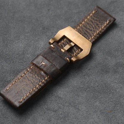 Handmade Bronze Watch Strap, 20 21 22 23 24 26MM, Italian Thick Strap, First Layer Soft Cowhide, Vintage