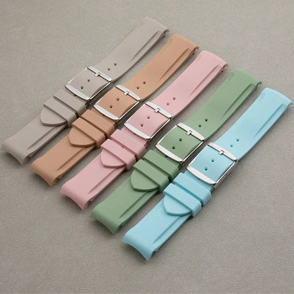 Nuovo cinturino in gomma morbida da 20 mm con estremità ricurve per Omega Strap Joint Moonswatch Constellation, bracciale sportivo impermeabile con fibbia ad ardiglione