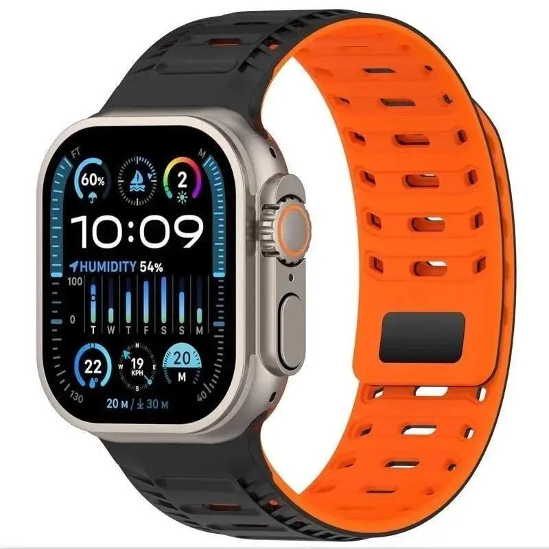 Silicone Band with Magnetic Metal Clasp for Apple Watch Ultra 3 Ultra 2 S11/10/8/7 49mm 45 44 42 41mm