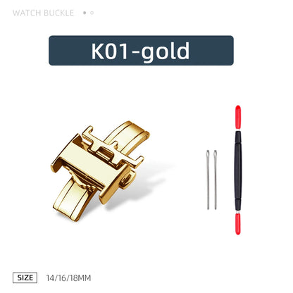 Boucle pour Longines L2 L3 L4, bracelet de montre en cuir, fermoir pliant en métal 14mm 16mm 18mm, boucle papillon déployante en acier inoxydable