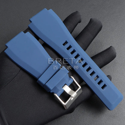 22mm 24mm Silicone Watch Strap for Bell Ross BR01 BR03 Convex Rubber Watch Band Replacement Straps Diving Bracelet for Outdoor Sports