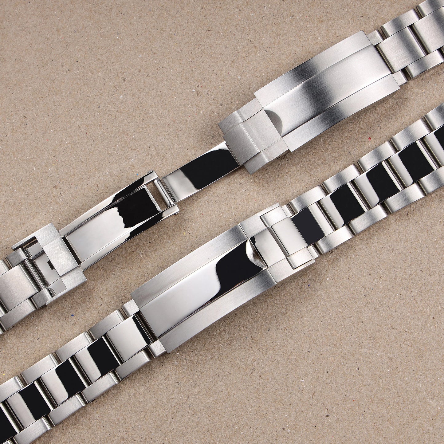 Cinturino per orologio in acciaio inossidabile massiccio argento con chiusura deployante Glide Lock 21 mm 20 mm per Rolex Submariner Daytona