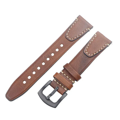 Cinturino per orologio in pelle retrò fatto a mano, cinturino a sgancio rapido, struttura in acciaio inossidabile, 18mm, 20mm, 22mm