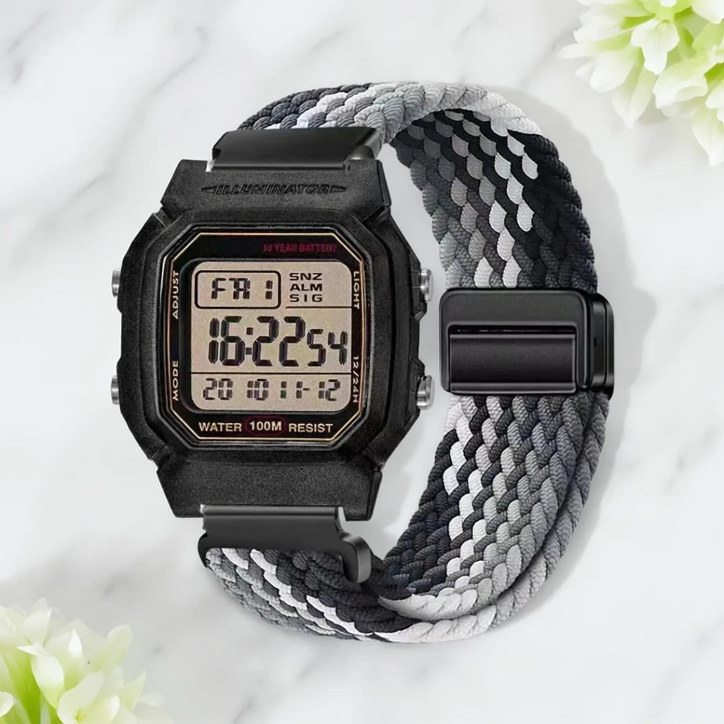 Bracelet en nylon de 18 mm pour montre Casio Small Square AE1200/1300/F91W/W218/F108, boucle magnétique élastique