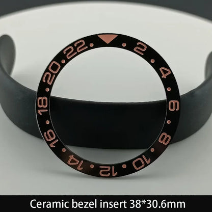 38mm x 30.6mm Sloped Ceramic Bezel GMT and Diving Watch Insert for 40mm Men's Watch Replacement Watch Bezel Inserts