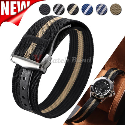 Pour Omega pour Swatch pour Moonswatch toile Nylon bracelet de montre 20mm pour Seiko Sport bracelet de montre étanche boucle pliante brossée