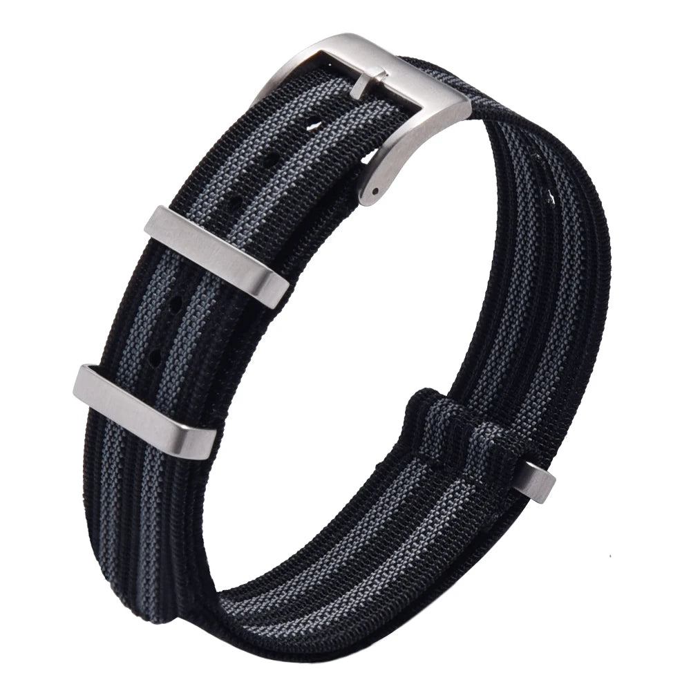 Bracelet en Nylon nervuré à rayures de haute qualité 18mm 20mm 22mm bracelet de montre en tissu tressé bracelets de montre en Nylon  Accessoire pour montre traditionnelle