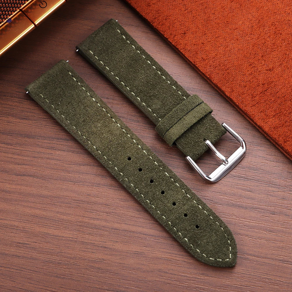 Vintage Suede and Cowhide Watch Strap, 18mm 19mm 20mm 22mm, Quick Release Watch Band for Men and Women, Universal Strap