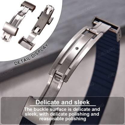 Bracelet de montre en caoutchouc FKM CTS 20 mm, texture unique, attache rapide, avec boucle papillon 4 couleurs, bracelet de remplacement durable