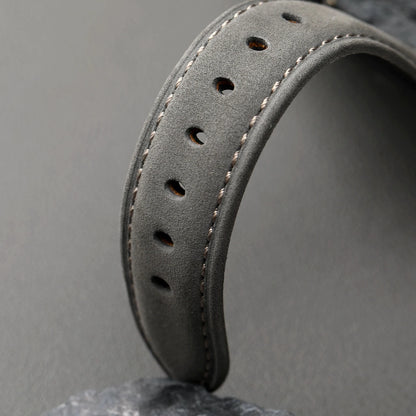 Grey frosted leather strap, 20MM x 18MM cowhide top layer, retro style, suitable for mechanical watch strap