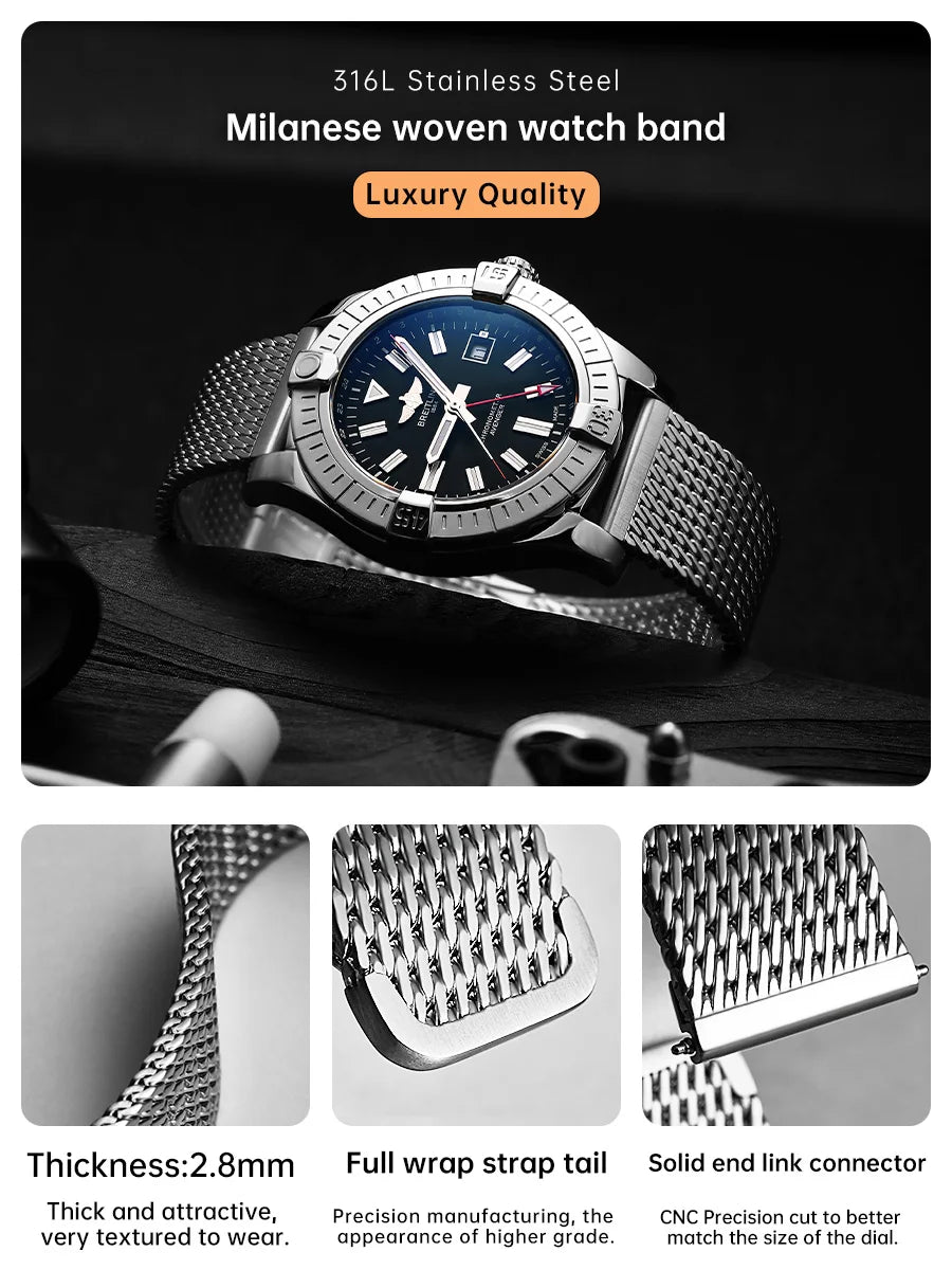 MAIKES bracelet de montre de luxe en acier inoxydable 316L pour Rolex Omega IWC Breitling bracelets de montre 20mm 21mm 22mm bracelet de montre tissé milanais