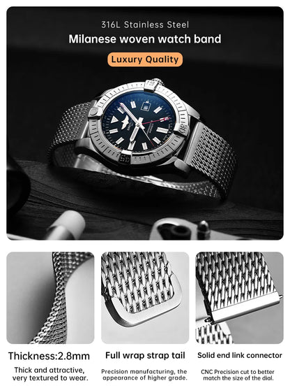 MAIKES bracelet de montre de luxe en acier inoxydable 316L pour Rolex Omega IWC Breitling bracelets de montre 20mm 21mm 22mm bracelet de montre tissé milanais