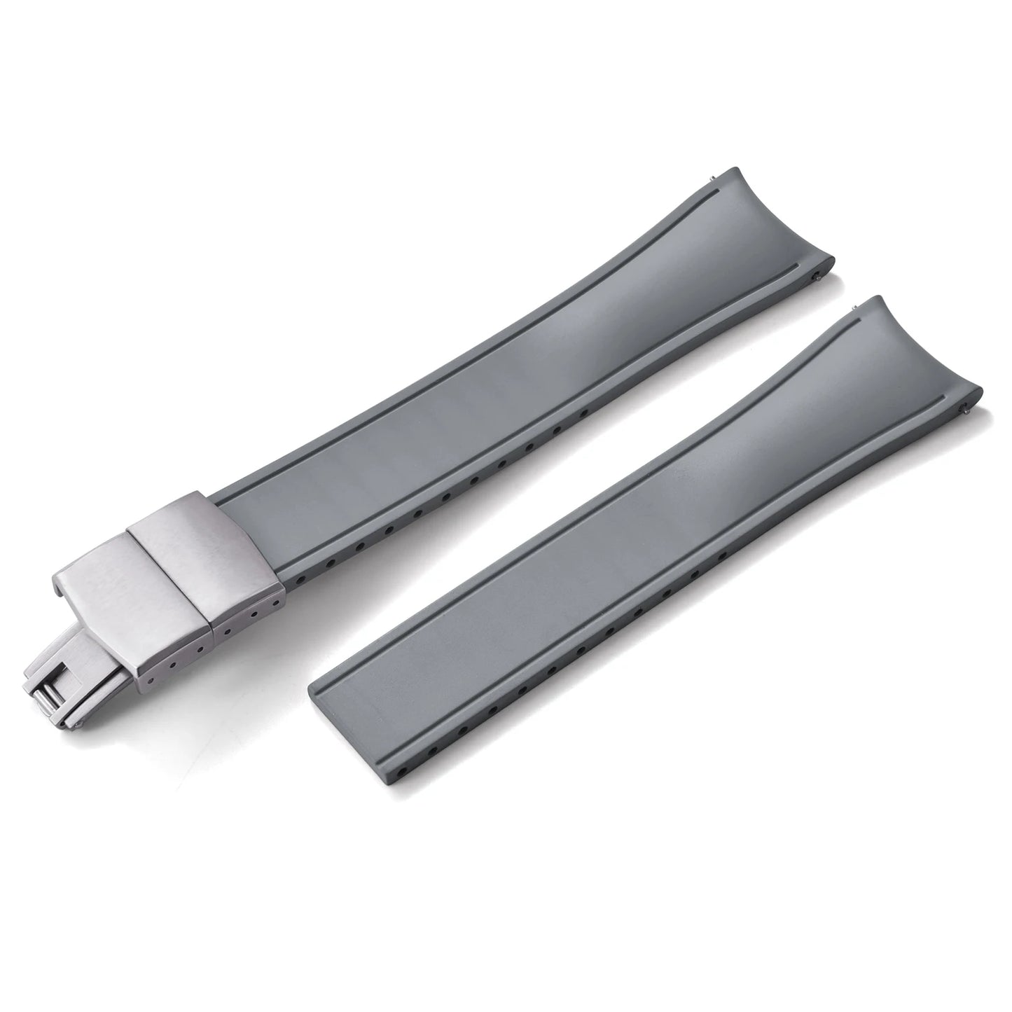 TONJETT for d-elug Curved FKM Rubber Watch Band 20mm 22mm Curved CTS Watch Strap Cut to Size Quick Release Butterfly Buckle