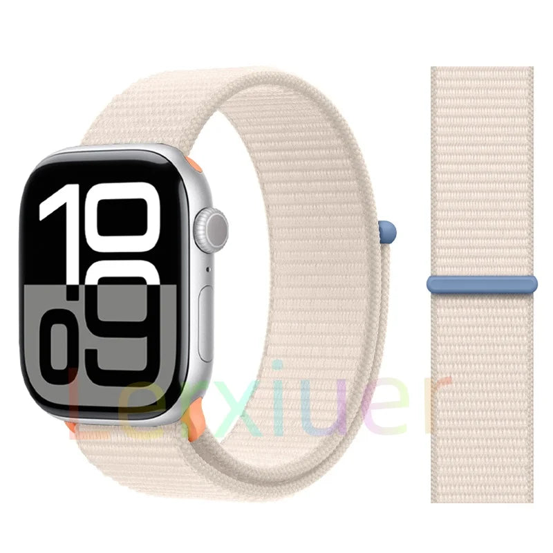 适用于 Apple Watch 46mm 44mm 45mm 40mm 41mm 42mm 的尼龙回环表带，适配 iWatch 系列 11 10 9 SE 8 7 6 5 4 Ultra 3 2 49mm