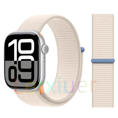 适用于 Apple Watch 46mm 44mm 45mm 40mm 41mm 42mm 的尼龙回环表带，适配 iWatch 系列 11 10 9 SE 8 7 6 5 4 Ultra 3 2 49mm