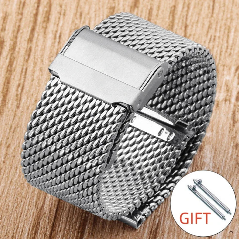Bracelet de montre milanais en maille 1.0mm, pour DW pour Omega pour Seiko, Bracelet de montre à dégagement rapide en acier inoxydable 18mm 20mm 22mm 24mm
