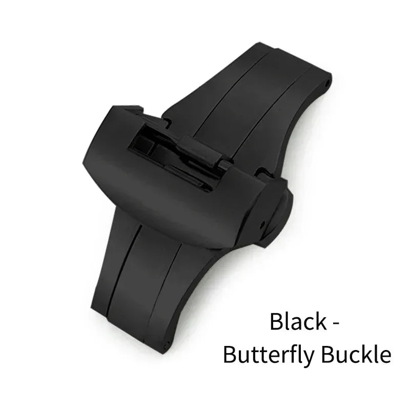 Boucle papillon en acier inoxydable, fermoir pliant pour Panerai, bouton de déploiement argent noir pour bracelet de montre en caoutchouc, 22mm 20mm