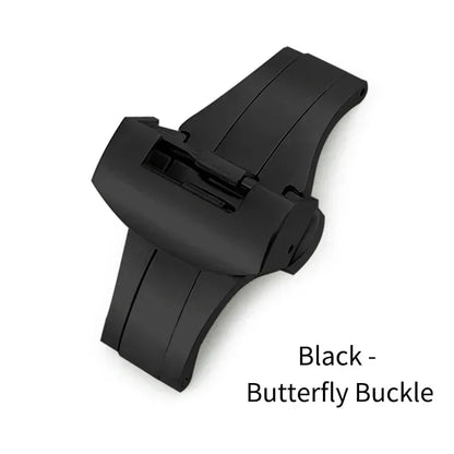 Boucle papillon en acier inoxydable, fermoir pliant pour Panerai, bouton de déploiement argent noir pour bracelet de montre en caoutchouc, 22mm 20mm