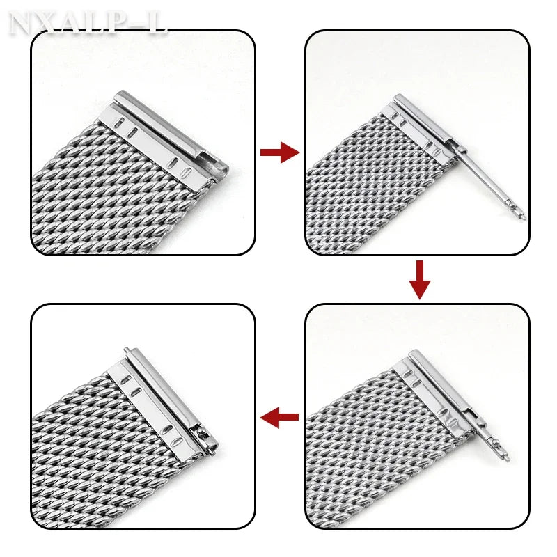 Bracelet de montre en acier inoxydable, boucle en maille milanaise 1.0, 18mm 20mm 22mm 24mm, Bracelet de 3mm d'épaisseur pour DW pour Omega