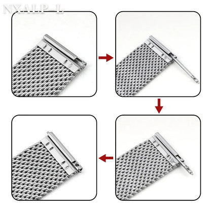Bracelet de montre en acier inoxydable, boucle en maille milanaise 1.0, 18mm 20mm 22mm 24mm, Bracelet de 3mm d'épaisseur pour DW pour Omega