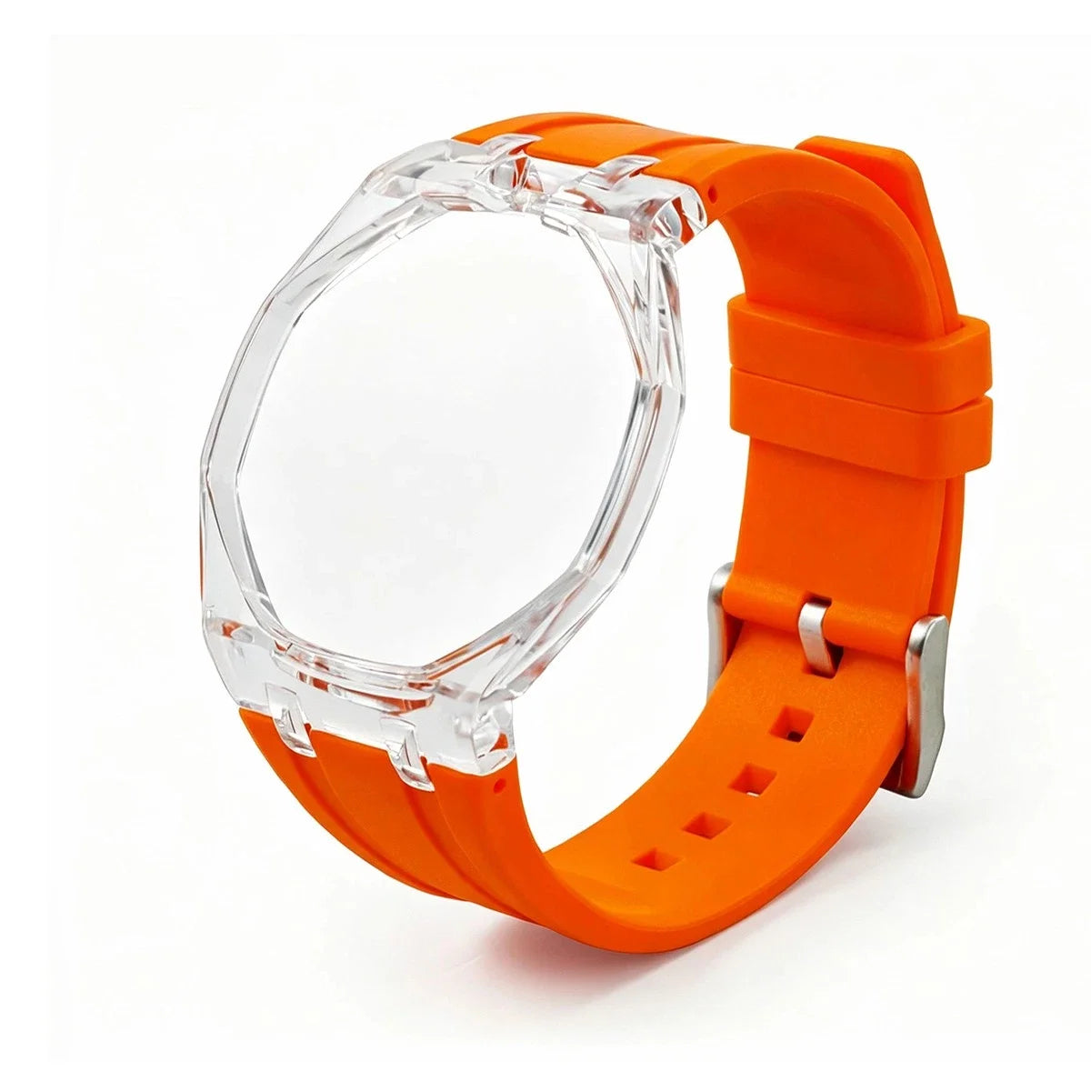 Cassa in plastica trasparente Glacier + cinturino in silicone per orologio da taschino AP X Swatch Royal Pop, trasformatore da orologio da taschino a cinturino in caucciù