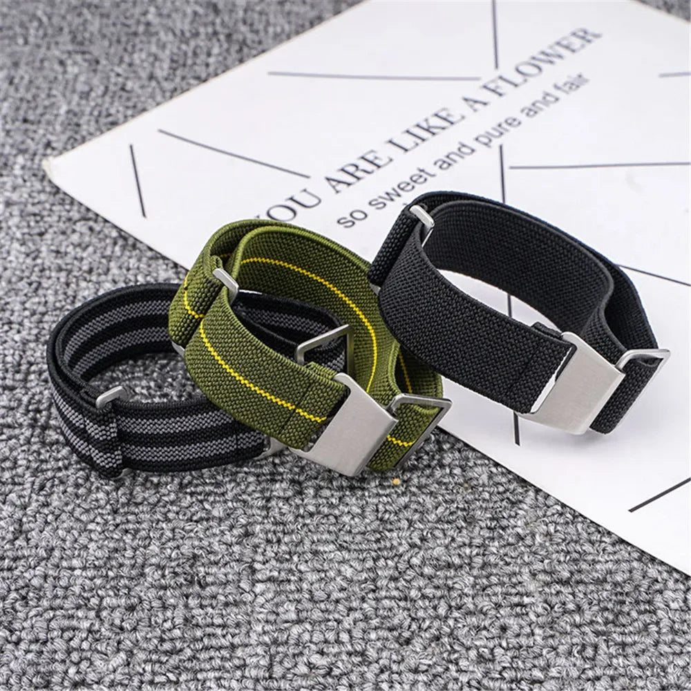 18mm 20mm 22mm 24mm Parachute élastique en Nylon Bracelet de montre hommes Sport de plein air militaire ceinture de sécurité Bracelet accessoires