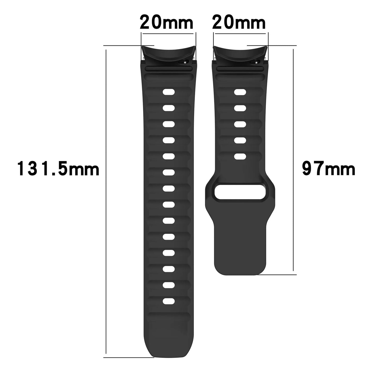Silicone Strap for Samsung Galaxy Watch 7 6 5 4 FE 40mm 44mm/5 Pro 45mm, Galaxy Watch6 Classic 47mm 43mm Watch7 Band